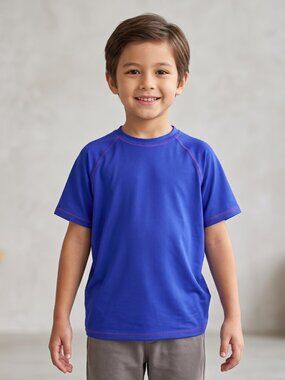 NWOT IHU Boys Royal Blue Short Sleeve Performance Athletic Shirt Size 7/8